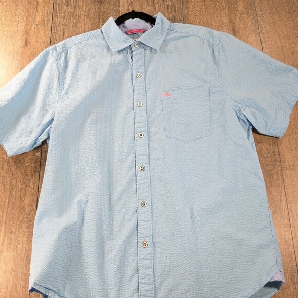 Tommy Bahama Shirt Mens Medium Blue Button Up Short Sleeve Nova Wave Preppy - Picture 1 of 10